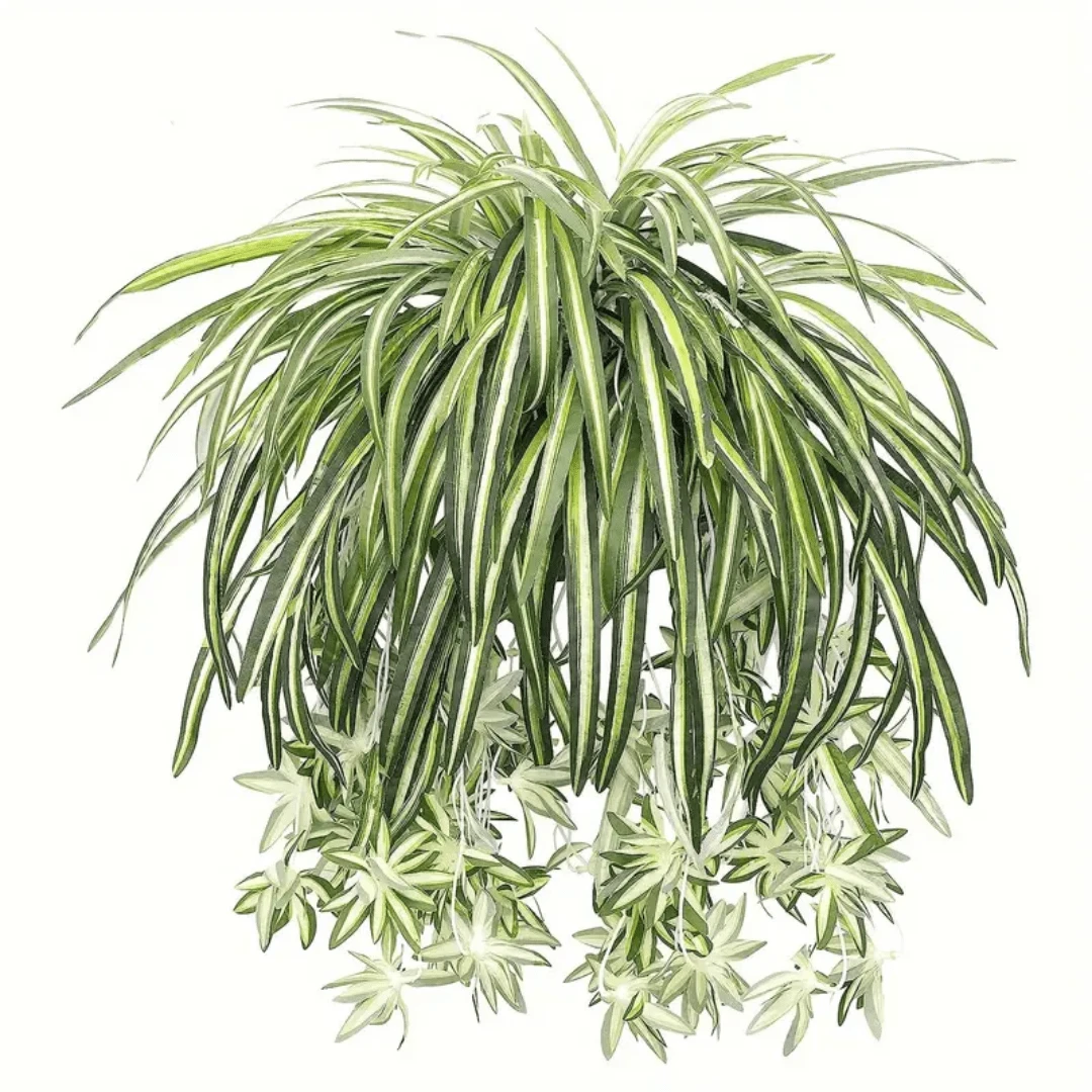 1pc Artificial Hanging Spider Plant, Large Outdoor Fake Chlorophytum Plant, Suitable For Indoors Home Garden Office Decoration - Phnom Penh Green - View 1