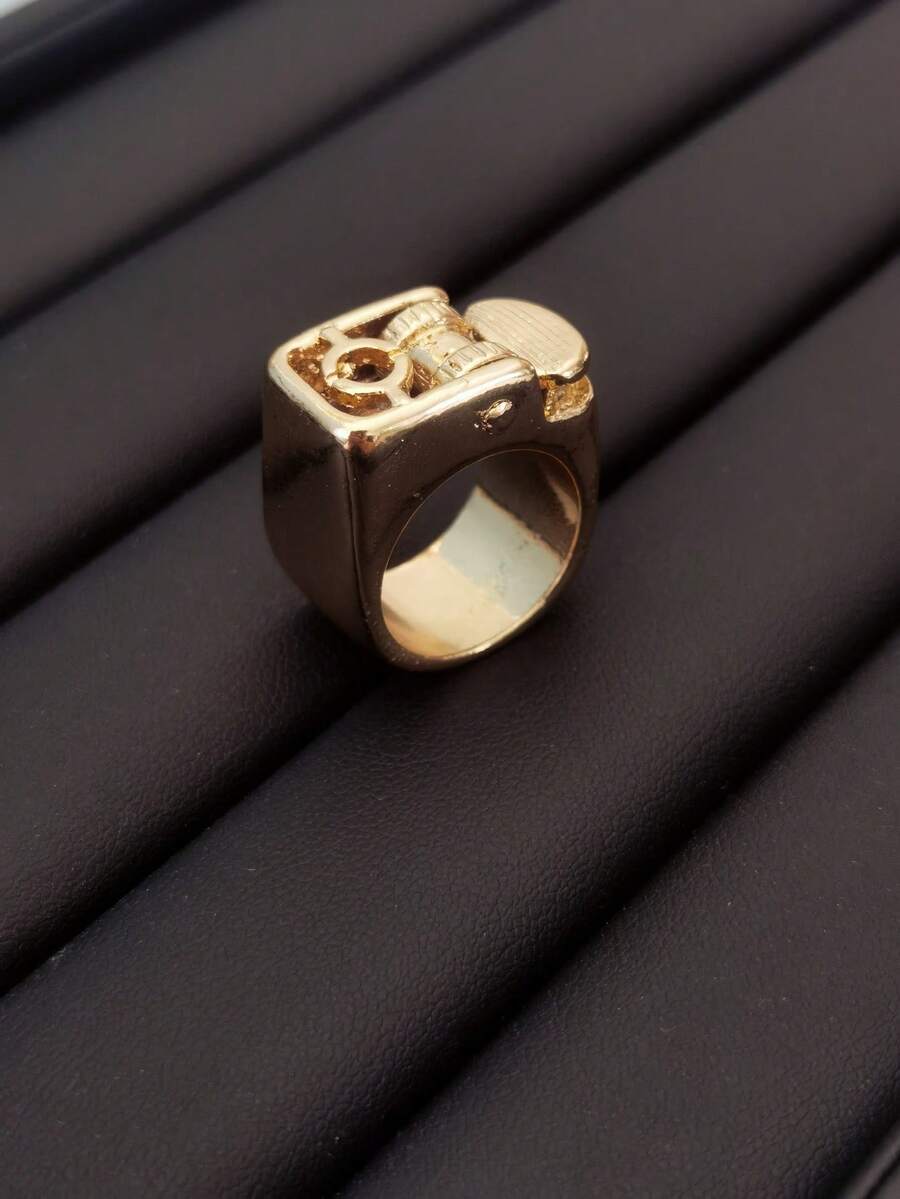 1 pieza Anillo encendedor creativo y elegante estilo punk - Dorado - Ver 1