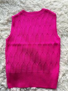 Women Knit Tops - 玫紅色 - 查看 1