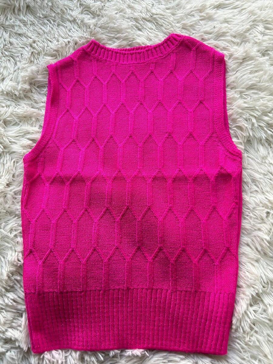 Women Knit Tops - 玫紅色 - 查看 1