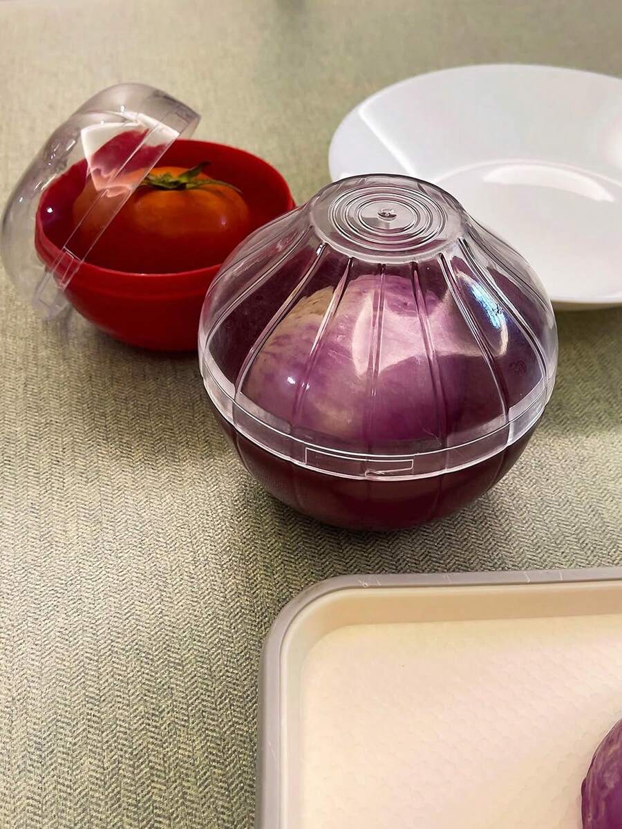 2pcs Fruit And Vegetable Shaped Storage Containers, Onion And Tomato