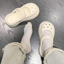 Women's Simple Mary Jane Hollowed-Out Shoes With Thick EVA Anti-Slip Outsole, Cute Girl Style, Can Be DIYed Into Summer Slipper