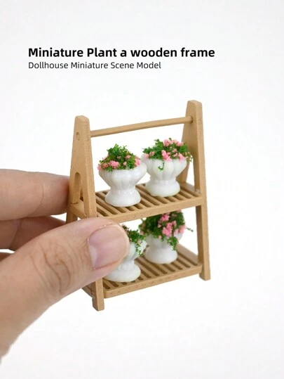 一套微型人造植物支架模型，装饰屋迷你装饰品，模型摄影道具，架子，盆栽最佳礼物