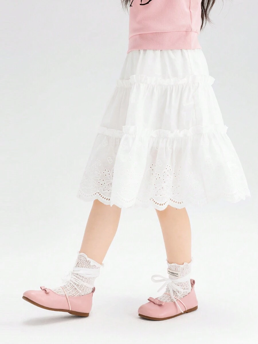 zosee Cô gái trẻ Váy chữ A móc kiểu Pháp, Váy bánh, Váy trắng 2024 Váy bánh công chúa mới, Mùa hè - trắng - Xem 1