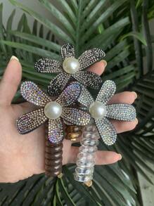 Bộ 3 dây buộc tóc xoắn ốc đính hoa pha lê thanh lịch dành cho nữ, thích hợp để buộc tóc đuôi ngựa cao, phù hợp cho sử dụng hàng ngày, hẹn hò, tụ họp, kỳ nghỉ, lễ hội, tiệc tùng. Dây buộc tóc, dây chun buộc tóc, phụ kiện tóc, phụ kiện đội đầu, dây chun co giãn. - nhiều màu - Xem 4