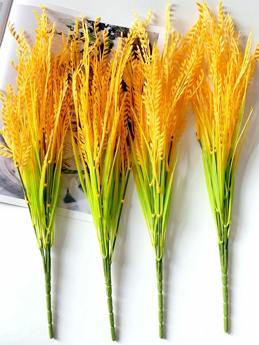 4pcs Artificial Wheat Grass Plants Home Decor Indoor Wheat Stalks Stems