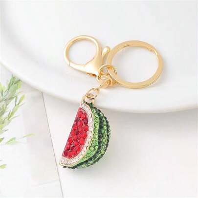 1pc Multicolored Creative Alloy Key Chain For Women, Cute Fruit Watermelon Car Keychain, Lady Backpack Pendant, Daily Gift