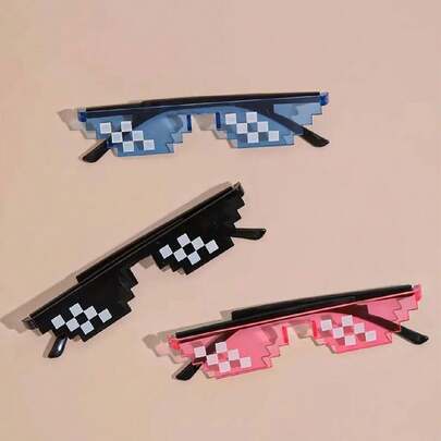 Joivida 1pc, Holiday Party Prop Mosaic Funny Party Photo Props, Anime Pixel Glasses, Weird Item, Mini Object, Cool Gadget, Unusual Item, Party Decor, Party Supplies (Random Part)