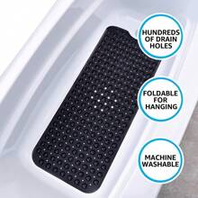 1pc,Bath Mat, Large Non Slip Bathtub & Shower Mat, Extra Long 40"X16" Bathroom Mats For Tub Nonslip Anti Slip Bathmats (Black) Home Bathroom Decor Fall Decor Back To School - Black - View 4