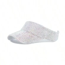 1pc Sparkling Handmade Rhinestone Solid Color Women's Sun Protection Hat Halloween - Multicolor - View 13