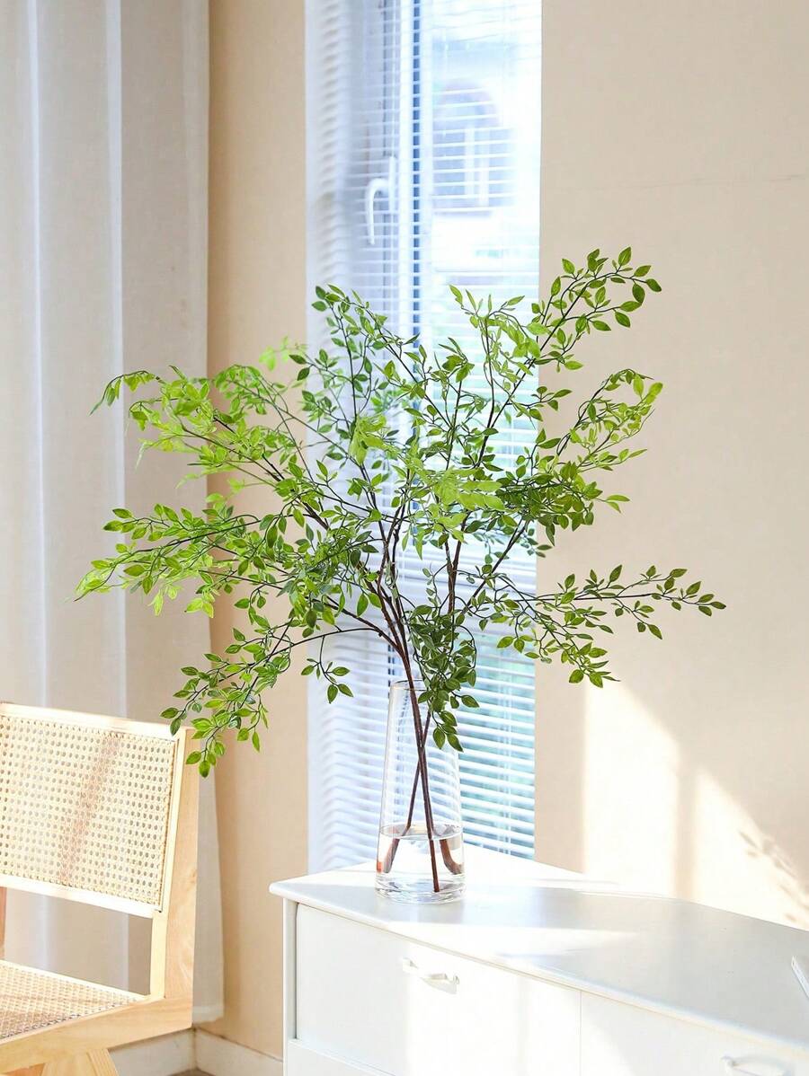 1 件/2 件/3 件，105 厘米/41.3 英寸，人造植物（不含花瓶），具有逼真触感叶子的假塑料绿色植物，人造绿叶南天竹，人造绿叶茎，人造绿叶树枝和叶子，适用于家居装饰花瓶花束婚礼绿叶装饰餐桌装饰节日装饰户外装饰秋季装饰花园装饰房间装饰派对装饰庭院花园装饰酒店餐厅装饰圣诞装饰春季装饰、情人节、礼物