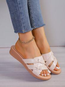 Women's Soft-Sole Slides, Wide-Fit, Plus Size, Flat, Comfortable, Non-Slip Sandals For Mom - Apricot - View 5