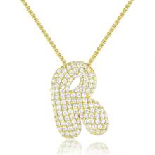 1入歐美風格通用鍍金吊墜，附26顆鑲嵌鑽石的英文字母，適用於個性化手鐲、項鍊和DIY珠寶製作，只包括吊墜（不包括鏈子） - 金黃色 - 查看 36