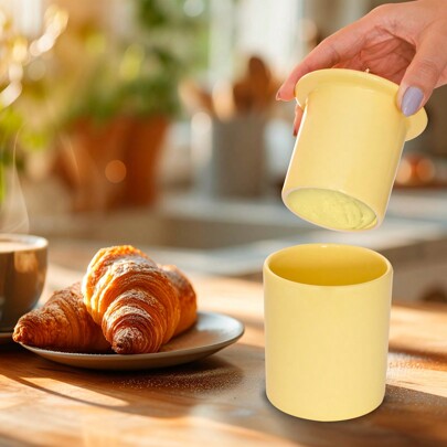 Manteigueira Francesa de Cerâmica Amarela lisa