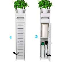 Estante Organizador Baño Sanitario Wc Dos Niveles Con Puerta - Blanco - Ver 4