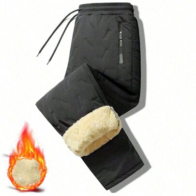 Thickened & Thermal Lined Relaxed Fit Warm Pants For Men, Winter,Fleece