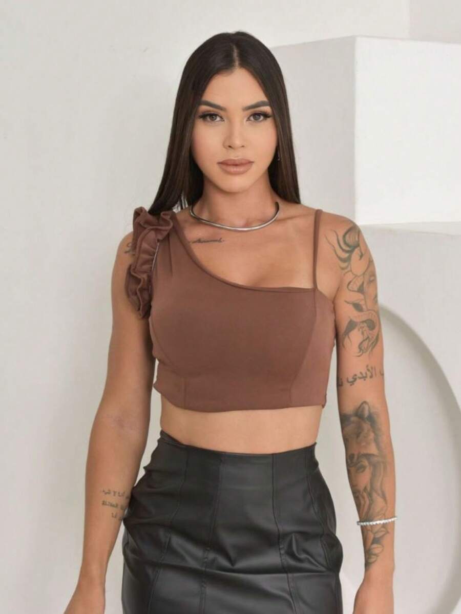 cropped feminino - Marrom Claro - Visão 1
