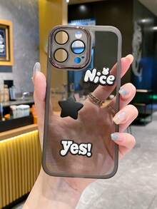 1入簡約黑色星形-'nice'字母'yes'眼球保護相機可愛3D氣球手機殼，適用於蘋果/三星/小米/紅米/OPPO/VIVO - 黑色 - 查看 4