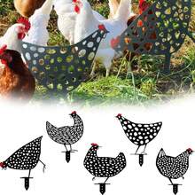 1入組公雞形中空動物館園藝裝飾藝術品，適用於庭院草坪、花園、小路、戶外使用 - 黑色 - 查看 2