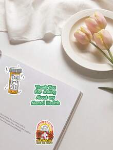 60入組情緒治療塗鴉貼紙，可愛漫畫防水剪貼簿貼紙，藝術治療貼紙，裝飾貼紙動漫貼紙，時尚漫畫防水貼紙 - 彩色 - 查看 3