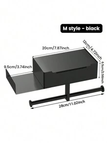 1pc Bathroom Toilet Paper Holder With Shelf, Mobile Phone Storage Rack, Wall-Mounted Tissue Dispenser, Modern Design, Suitable For Home Or Hotel Use, Bathroom Accessory