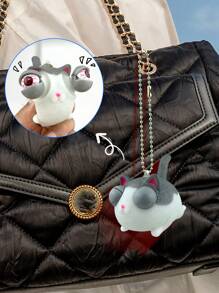1pc Fun Squishy Cat Keychain Toy For Stress Relief, Portable Toy Keyring And Bag Pendant, Suitable For Daily Use - Grey - View 1