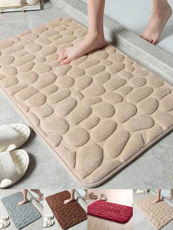 1Pc Thickened Absorbent Anti-Slip Fiber Pebble Embossed Doorway Mat Home Bathroom Decor Bath Rug Floor Carpet Outdoor Rug Door Mat Fall Decor Bathroom Accessories Back To School