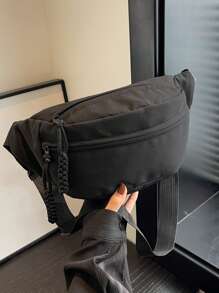 Women's Solid Color Nylon Casual Fanny Pack With Multiple Pockets And Compartments For Outdoor Sports, Crossbody Chest Bag, Preppy Bum Bag For The First Day Of School