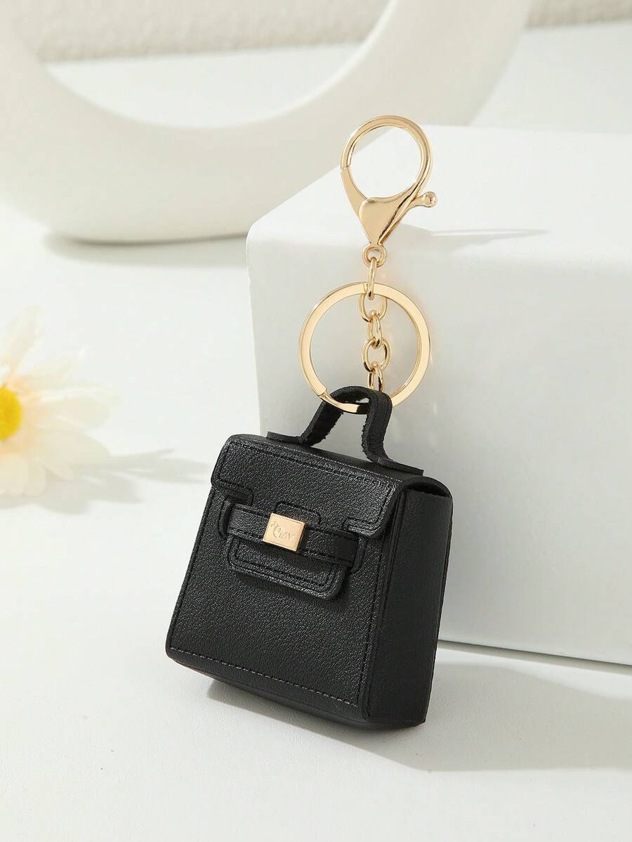 Cute Mini Bag Pendant For Earphones/ Headphones Or Car Keys - Black - View 1