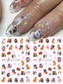 FULL BEAUTY 2 Chiếc Mèo Dán Móng Tay Kawaii Kitty Động Vật Trái Tim Hoạt Hình Đề Can Hoa Làm Móng Tay Thiết Kế Trang Trí DIY - Nhiều màu - Xem 7