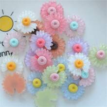 10pcs Mixed Pack Transparent Seven-Color Cartoon Flower Shaped Diy Accessory For Earrings, Hair Accessories, Stationery, Phone Case, Keychain, Cup, Fridge Sticker & Decorative Material, Includes Double-Sided Tape Valentines