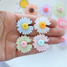 10pcs Mixed Pack Transparent Seven-Color Cartoon Flower Shaped Diy Accessory For Earrings, Hair Accessories, Stationery, Phone Case, Keychain, Cup, Fridge Sticker & Decorative Material, Includes Double-Sided Tape Valentines