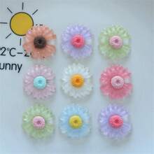 10pcs Mixed Pack Transparent Seven-Color Cartoon Flower Shaped Diy Accessory For Earrings, Hair Accessories, Stationery, Phone Case, Keychain, Cup, Fridge Sticker & Decorative Material, Includes Double-Sided Tape Valentines