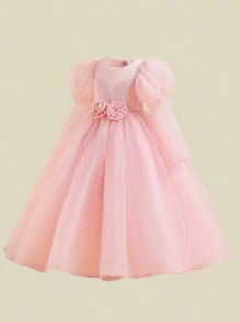 Robe de soirée élégante en maille à manches longues pour filles d'âge adolecent, convient pour les performances scolaires et les fêtes