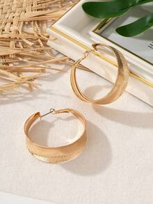 1pair Stylish Thick Cute Gold/Silver Iron Hoop Earrings - Star - View 19