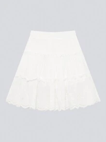 zosee Cô gái trẻ Váy chữ A móc kiểu Pháp, Váy bánh, Váy trắng 2024 Váy bánh công chúa mới, Mùa hè - trắng - Xem 2