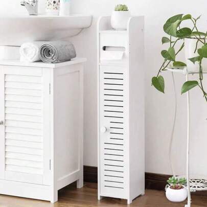 almacenamiento multicapa adecuado para baños y artículos de primera necesidad, diseño clásico que ahorra espacio, estructura no metálica duradera.