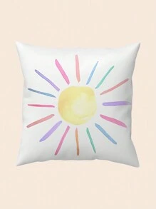 1 Stück/4 Stücke Super weicher dekorativer Kissenbezug mit Cartoon Wetter Herz Regenbogen Sonnen Muster, geeignet für Auto, Bekleidungsgeschäft, Heimdekoration, Schlafzimmerkissenbezug, Wohnzimmer Sofakissenbezug (Kissenkern nicht inbegriffen)