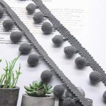 2pcs Multiple Color Pom Pom Lace Clothing/Curtain/Pillow/Handbag/Hat Decorative Material, 2 Sizes Available - Coffee Brown - View 7