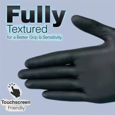 10pcs Black Nitrile Disposable Gloves - Latex & Powder Free, Waterproof, For Kitchen, Bathroom, And Outdoor Use | Durable, Comfortable And Disposable Nitrile Gloves