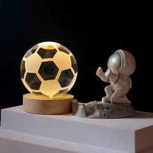 1pc Đèn ngủ bóng thủy tinh pha lê chủ đề không gian 3D, đường kính 6cm, có nhiều mẫu bao gồm hệ mặt trời, mặt trăng, thiên hà, sao Thổ, hạ cánh trên mặt trăng và đi bộ ngoài không gian, với đế gỗ 6cm, chạy bằng USB, hoàn hảo cho sinh nhật, ngày lễ tình nhân, lễ tốt nghiệp ,Quà tặng tân gia, ngày kỷ niệm và trang trí - trong suốt - Xem 18