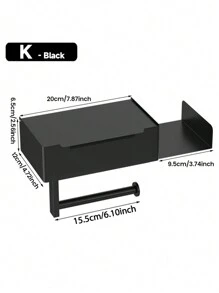 1pc Bathroom Toilet Paper Holder With Shelf, Mobile Phone Storage Rack, Wall-Mounted Tissue Dispenser, Modern Design, Suitable For Home Or Hotel Use, Bathroom Accessory