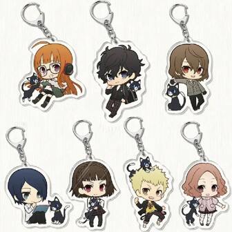 Game Acrylic Keychain Amamiya Ren, Ryuji, Sakamoto, Takamaki Anne Cartoon Print Keychain Otaku Gift Souvenir Car Accessories Bag Charm Backpack For School Letter