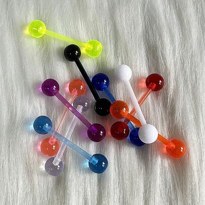 10入組柔軟亞克力材質的口腔杠針，有多種顏色，佩戴舒適，適宜日常穿戴，深受年輕女性青睞，時尚流行