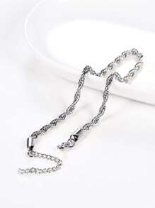 1入時尚不鏽鋼扭曲設計女性腳鏈，日常裝飾必備 - 銀色 - 查看 1