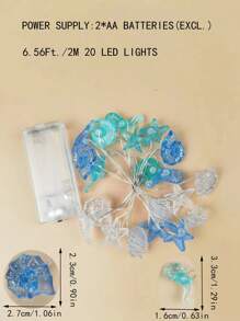 1 pièce Série océanique lumière de décoration en fil de cuivre LED en forme de coquillage, étoile de mer, hippocampe, conque