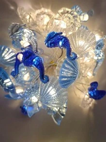 1 pièce Série océanique lumière de décoration en fil de cuivre LED en forme de coquillage, étoile de mer, hippocampe, conque