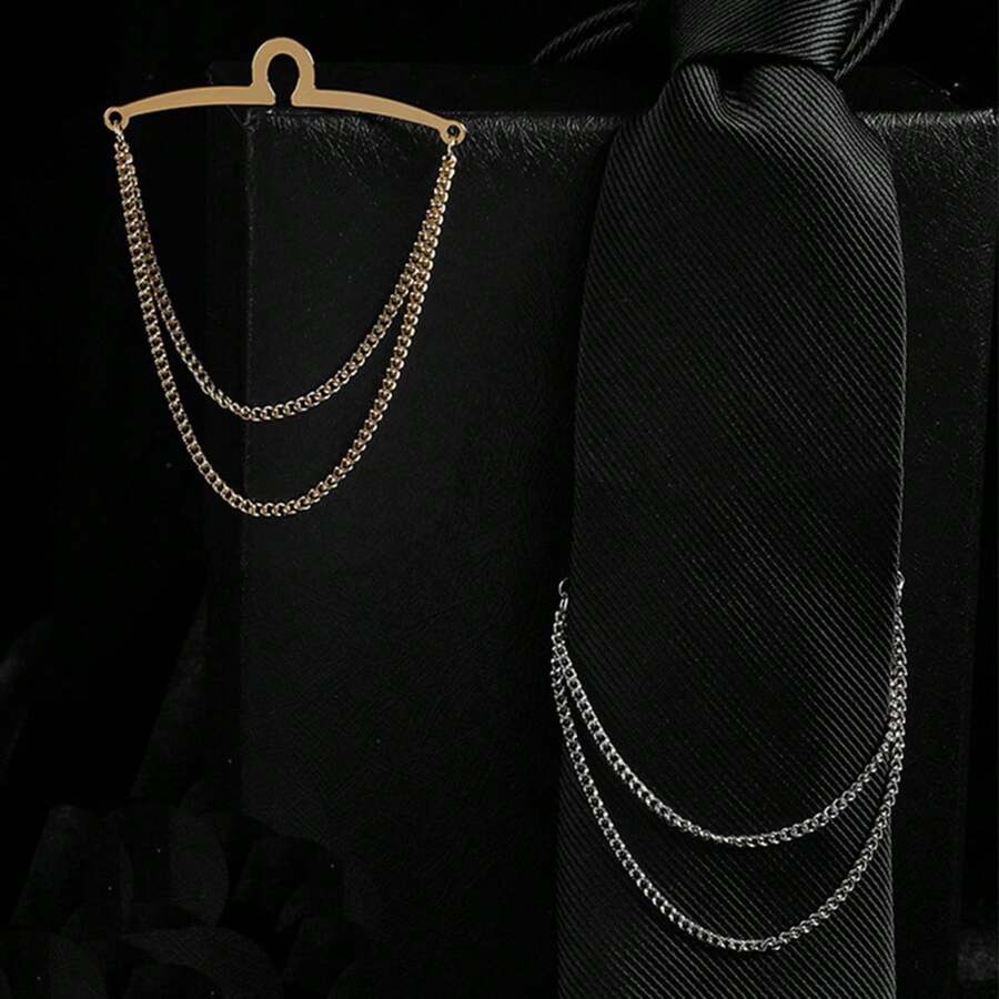1pc/2pcs-1set Men's Tie Accessories Tie Chain Metal Chain U Chain Formal Shirt Chain Tie Matching Accessories - Multicolor - View 1