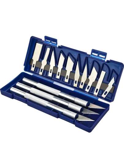 Juego de 13 escalpelos con estuche y hojas intercambiables, útiles escolares, de vuelta a clases
