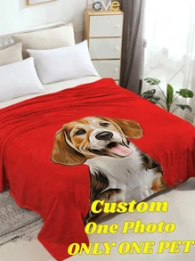 1pc Custom Pet Photo Blanket With Name, Custom Photo Blanket With Text, Personalized Blanket With Text And Picture For Pet Lover, Personalized Photo Blanket - Custom Photo&amp;No Text - View 3